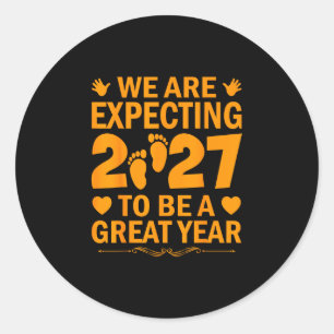 Verwacht baby-aankondiging 2027 grappige familie ronde sticker