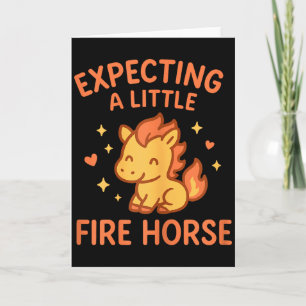 Verwacht een klein vuur paard schattig grappig zwa kaart