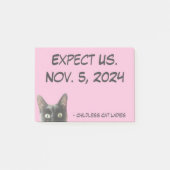 Verwacht ons. Kinderloze Cat Ladies Sticky Note (Voorkant)