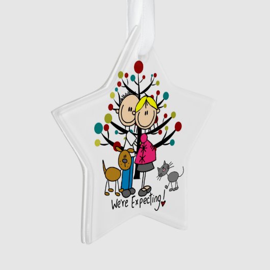 Verwacht paar, hond en kat Acrylversiering Ornament (voorkant)