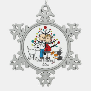Verwacht paar katten Dog Snowflake Ornamke Tin Sneeuwvlok Ornament