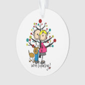 Verwacht paar w. Dog Holiday Acrylornament Ornament (voorkant)
