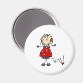 Verwacht tweeling Stick figuur magneet (Voorkant / Achterkant)