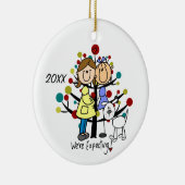 Verwachte combinatie van twee moms-dog-feestdag keramisch ornament (Rechts)