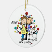 Verwachte combinatie van twee moms-dog-feestdag keramisch ornament (Links)