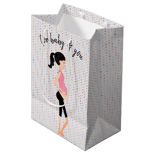 Verwachte moeder op poka Dots Medium Cadeauzakje (Voorkant Gekanteld)