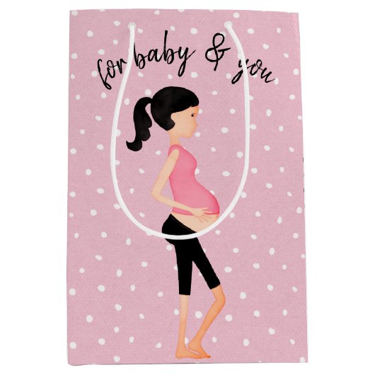 Verwachte moeder op poka Dots Medium Cadeauzakje (Voorkant)