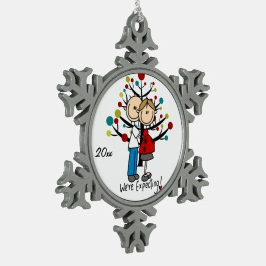 Verwachte neusschilfering tin sneeuwvlok ornament (Links)