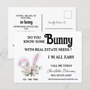 Verwachting bij paastijd of lente in onroerend goe feestdagenkaart