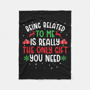 Verwant aan mij Grappig Kerst T-shirt Familie Cou Fleece Deken