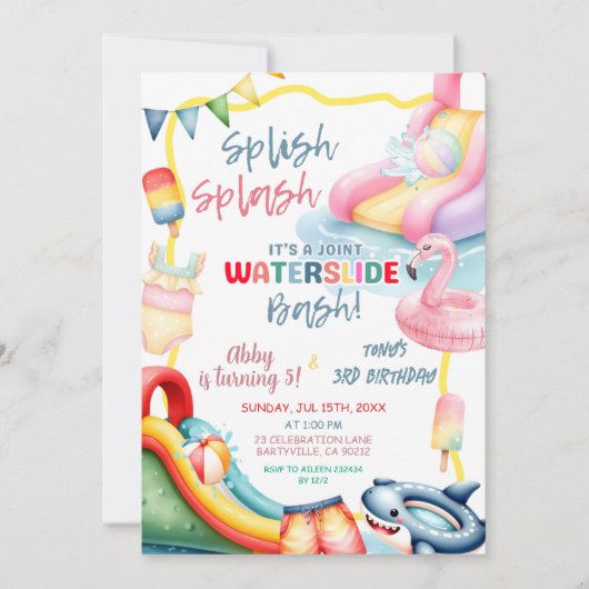 Verwant Achtertuin Waterslide Verjaardag Bash Kaart (Voorkant)