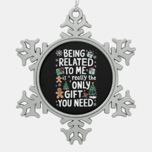 Verwant zijn aan mij Kerstmis familie Xmas Gift Tin Sneeuwvlok Ornament