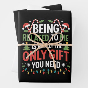 Verwantschap met mij Grappige Kerstmis Familie Ker Inpakpapier Vel