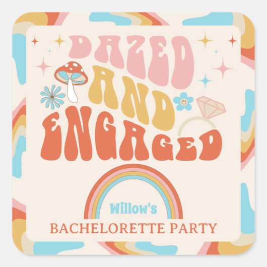 Verward en Verliefd Bruidsfeest Favor Vierkante Sticker (Voorkant)