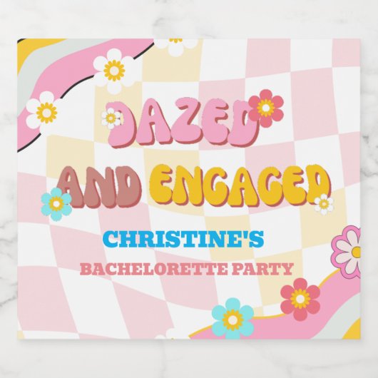 Verward en Verliefd Bruidsmeisje Feest 70s Thema Sparkling Wijnetiket (Enkel label)