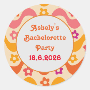 Verward en Verliefd retro 70s vrijgezellenfeest    Ronde Sticker