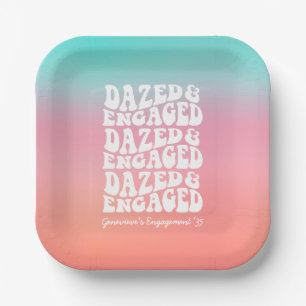 Verward en Verliefd Roze Aqua Retro Tekst Papieren Bordje