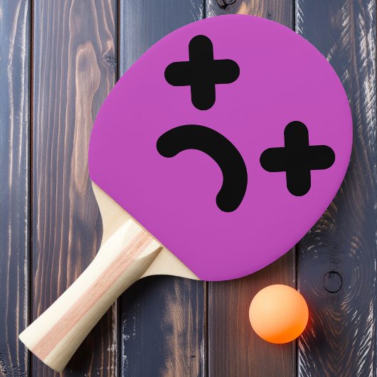 Verward Verdrietig Gezicht Paars Tafeltennisbatje