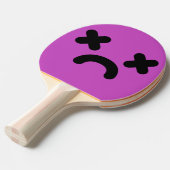 Verward Verdrietig Gezicht Paars Tafeltennisbatje (Voorkant Gekanteld)