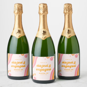 Verward & Verliefd Roze & Oranje Sparkling Wijnetiket