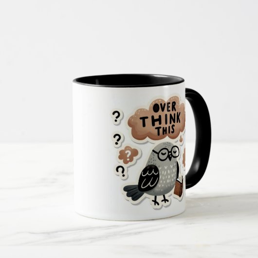 Verwarde Duif - "Overthink This" Grappig Tijdschri Mok (Voorkant rechts)