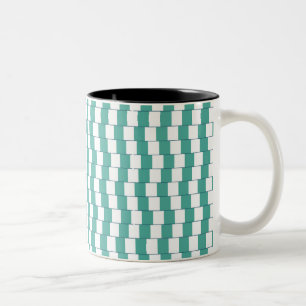 Verwarde lijnen turquoise tweekleurige koffiemok