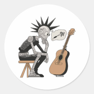 Verwarde muziekrobot ronde sticker