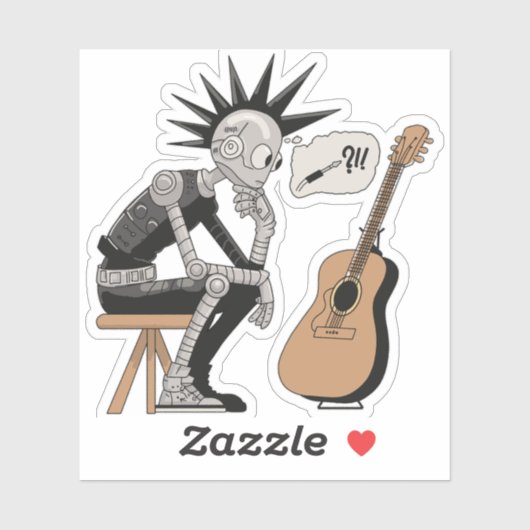 Verwarde muziekrobot sticker (Vel)