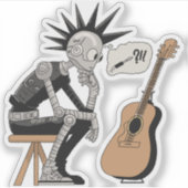 Verwarde muziekrobot sticker (Voorkant)