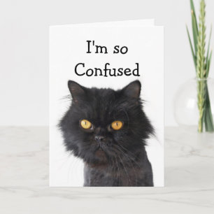 Verwarde zwarte Perzische kat Happy Birthday Kaart