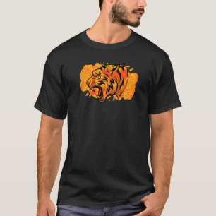 Verwarmde tijgerkop Abstract kleurrijk tijgerkunst T-shirt