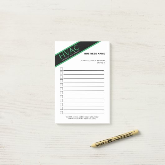 Verwarming Koeling HVA Business Checklist Post-it® Notes (Op bureau)