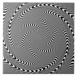 verwarrend hypnotisch wervellijnpatroon zwart wit tegeltje
