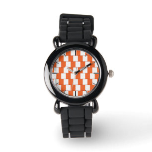 Verwarrende lijnen Oranje Horloge