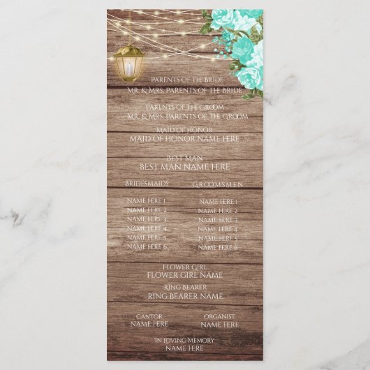 Verweerd Hout en Lantaarn - Turquoise - Programma (Achterkant)