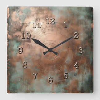 verweerd koper vierkante klok