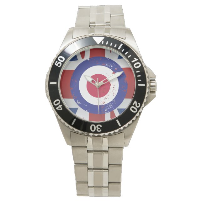 Verweerd Mod Target op zijde effect Union Jack Horloge (Voorkant)
