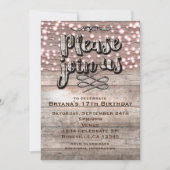 Verweerd Rustiek Hout & Lichten Elegante Uitnodigi Kaart (Voorkant)