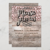 Verweerd Rustiek Hout & Lichten Elegante Uitnodigi Kaart (Voorkant / Achterkant)