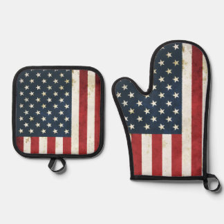 Verweerde Amerikaanse vlag Ovenwant & Pannenlap Set