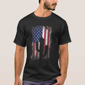 Verweerde Cactus Amerikaanse Vlag Vintage USA Patr T-shirt