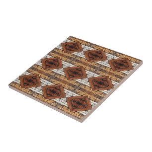 Verweerde Houten Planken Diamant Patroon Mixed Med Tegeltje