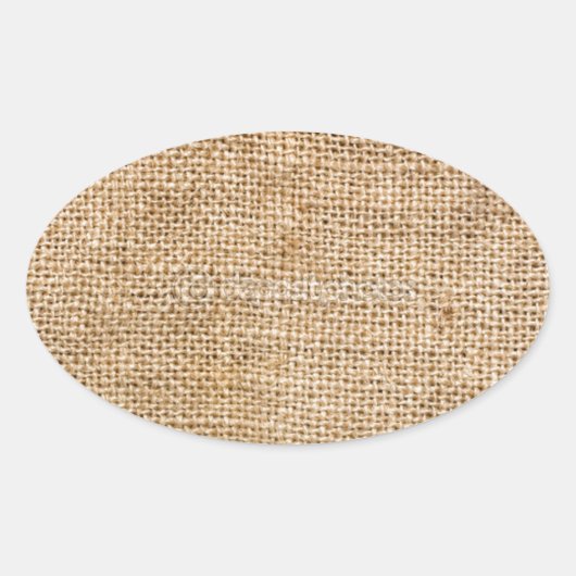 verweerde jute ovale sticker (Voorkant)
