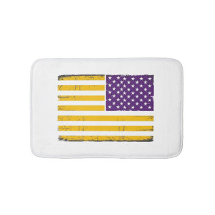Verweerde paarse en gouden Amerikaanse vlag Vector Badmat
