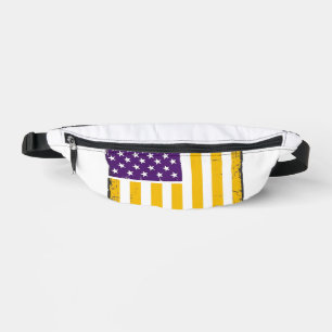 Verweerde paarse en gouden Amerikaanse vlag vector Heuptasje