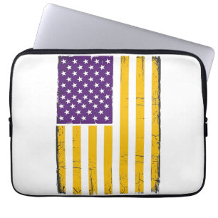 Verweerde paarse en gouden Amerikaanse vlag vector Laptop Sleeve