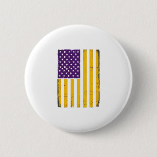 Verweerde paarse en gouden Amerikaanse vlag vector Ronde Button 5,7 Cm