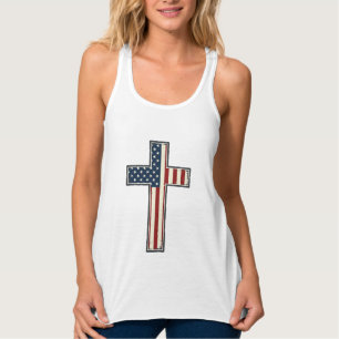 Verweerde patriottische kruis vector ontwerp_1 tanktop
