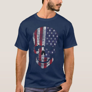 Verweerde Schedel Amerikaanse Vlag T-shirt