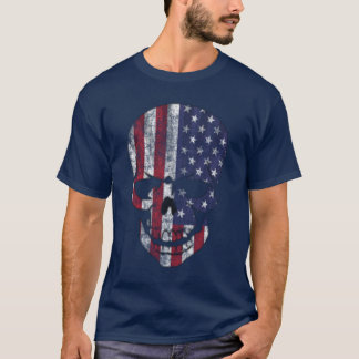 Verweerde Schedel Amerikaanse Vlag T-shirt